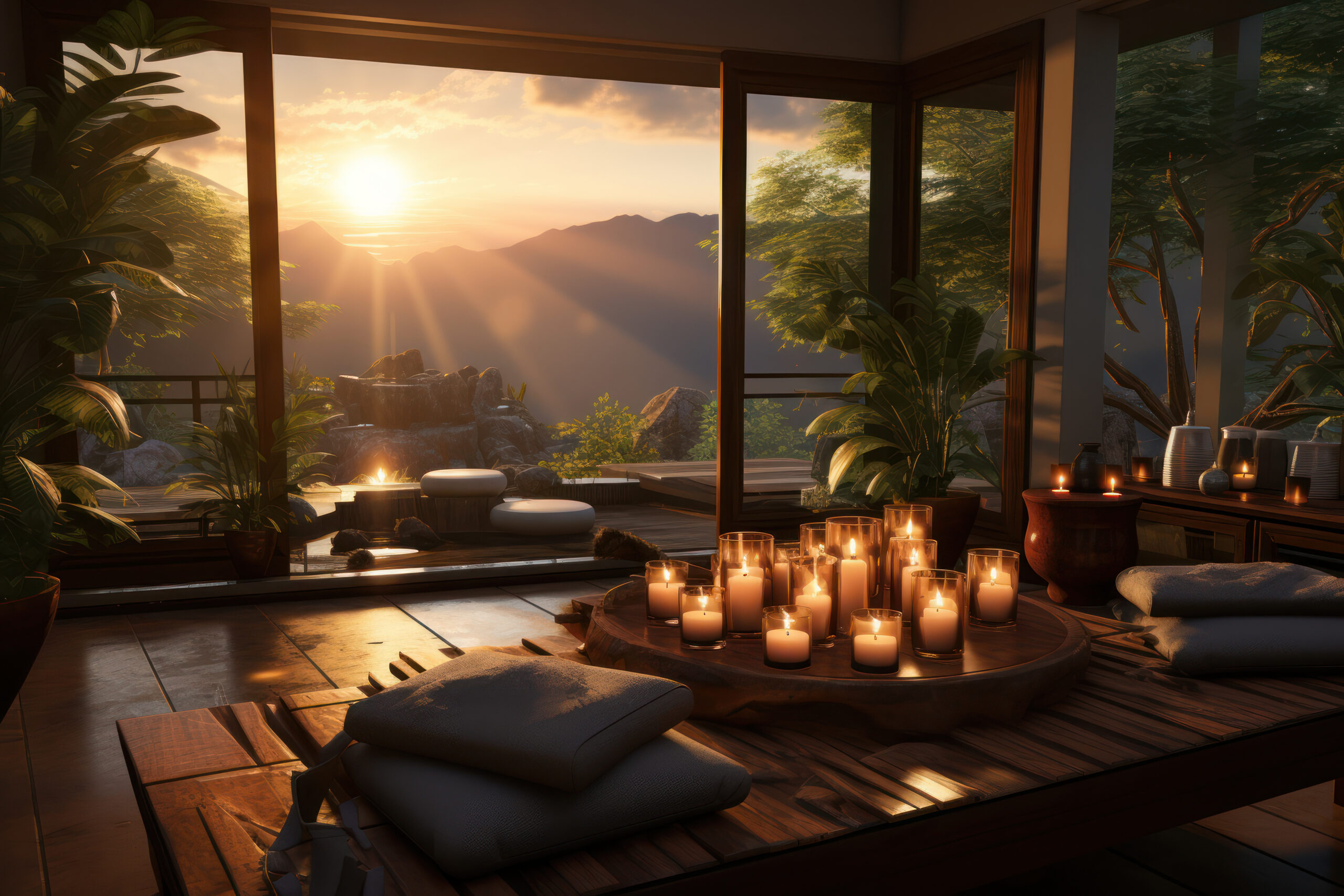 A serene spa scene with a person receiving a Thai massage, showcasing the benefits of bodywork therapies. Generative Ai.